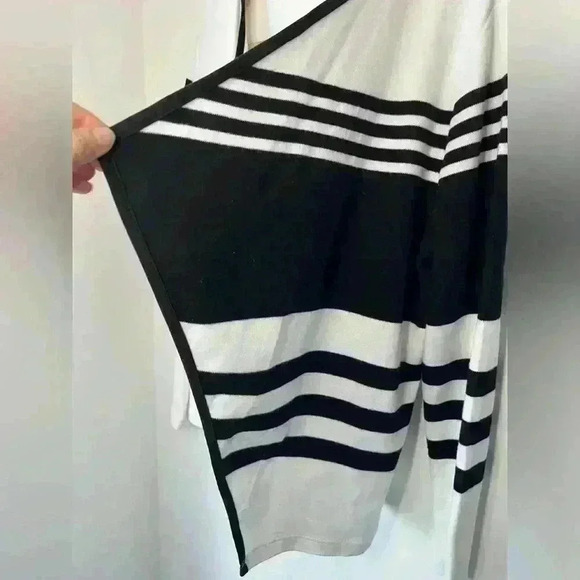 Jacqueline de Yong Womens Striped Black White Open Preppy Prep Sweater Small - Picture 6 of 13